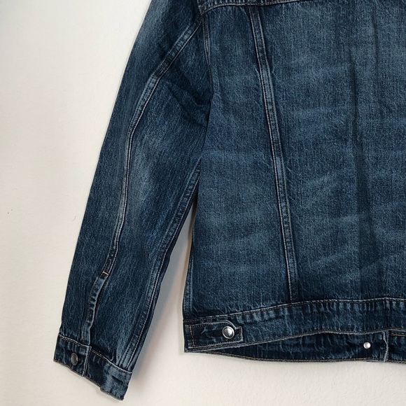 NWT Good American Trucker Boyfriend Denim Sherpa Button Down Jacket size 00/ XS - Picture 14 of 16